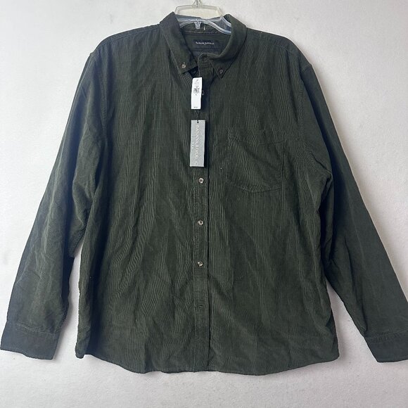 Banana Republic Shirt Mens XL Green Corduroy‎ Slim Fit  button up green NEW - Picture 1 of 5